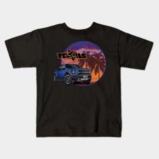 Texas-Style Ford Truck beach scene blue colors Kids T-Shirt